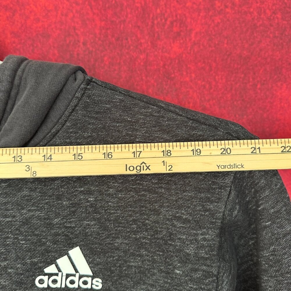 ADIDAS MEN'S GRAY & DARK GRAY HOODIE THREE -STRIPES ON THE CUFFS, L (LARGE) - Picture 8 of 13